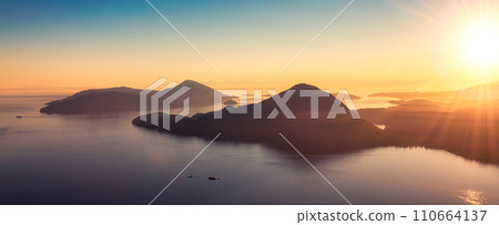 Pacific Ocean Coast with Canadian Mountain Landscape. Aerial. 110664137