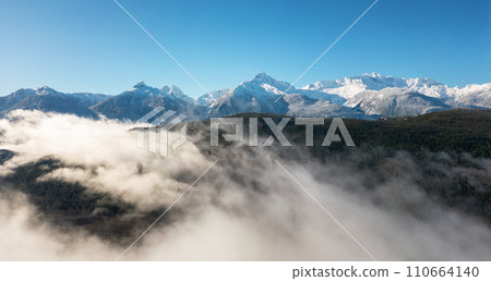 Aerial View of Canadian Mountain Landscape. Sunny Winter Day. 110664140