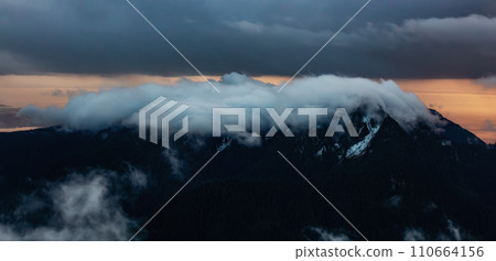 Canadian Mountain Landscape on the West Coast of Pacific Ocean. Aerial Nature Background 110664156