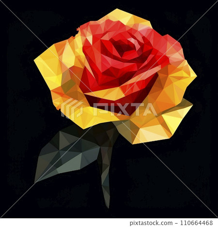 Yellow red rose, polygonal illustration on black, beautiful floral background, creative nature wallpaper Yellow red rose, polygonal illustration on black, beautiful floral background, creative nature wallpaper 110664468