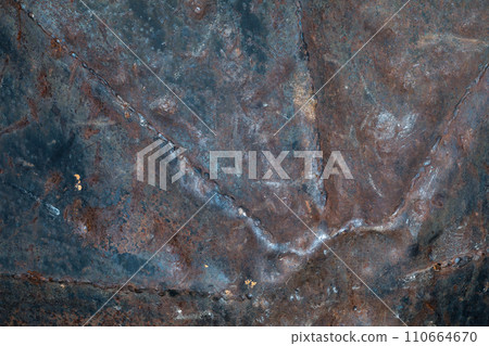Background from an old metal shield with worn paint and traces of corrosion Background from an old metal shield with worn paint and traces of corrosion 110664670