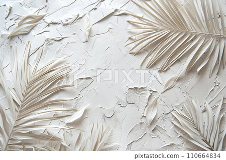 White cardboard for wedding cards, leaf palms, in the style of light gray and beige boho White cardboard for wedding cards, leaf palms, in the style of light gray and beige boho 110664834