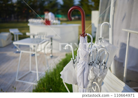 Stylish interior of modern hall with umbrellas 110664971
