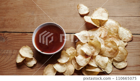 Corn sticks on wooden background 110665075