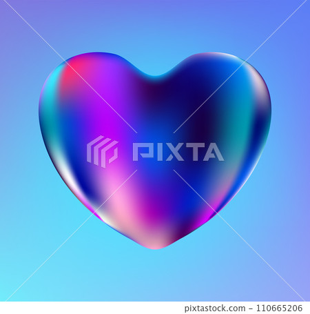 Holographic heart. Fluid liquid chrome heart shape. 3d y2k Holographic heart. Fluid liquid chrome heart shape. 3d y2k 110665206