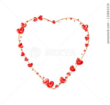 Red glossy realistic heart frame isolated on white background. Red glossy realistic heart frame isolated on white background. 110665218