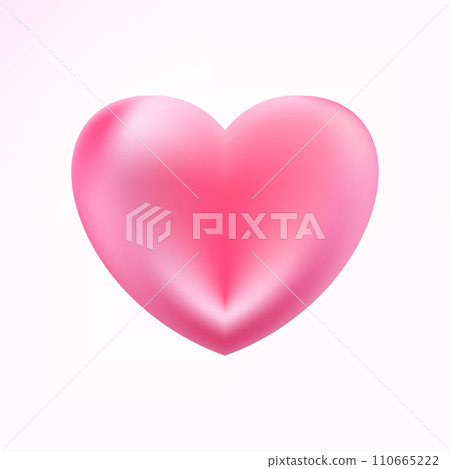 Realistic pink heart icon. 3D heart shape. Vector illustration EPS 10. 110665222