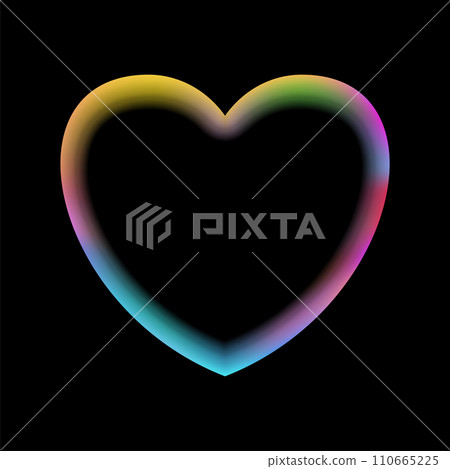 Holographic heart frame. Fluid liquid chrome heart shape. Holographic heart frame. Fluid liquid chrome heart shape. 110665225