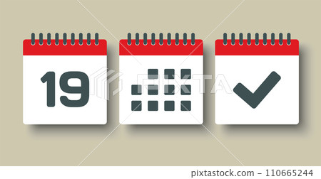 Vector icon page calendar - 19 day, agenda, done 110665244