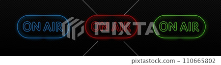 On air neon live show vector icon. Radio glowing laser symbol 110665802