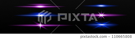 Neon flash glowing purple line. Neon strip beam 110665808