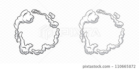 Smoke cartoon vector picture frame . Comic smoke dust border Smoke cartoon vector picture frame . Comic smoke dust border 110665872