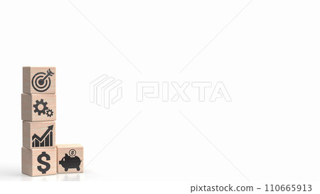 The icon on wood cube for Business concept 3d rendering. The icon on wood cube for Business concept 3d rendering. 110665913