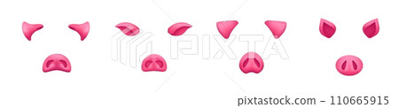 Pig mask template. Pink snout nose and ears for fun party 110665915