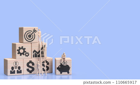 The icon on wood cube for Business concept 3d rendering. The icon on wood cube for Business concept 3d rendering. 110665917