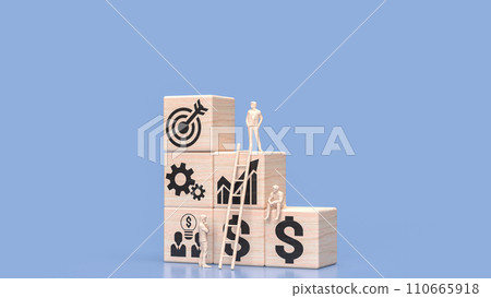 The icon on wood cube for Business concept 3d rendering. The icon on wood cube for Business concept 3d rendering. 110665918