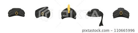 Black and gold oriental turbans set Black and gold oriental turbans set 110665996