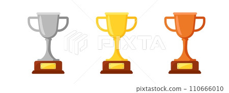 Golden silver and copper cups trophies 110666010