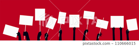 Black hands with blank posters set. 110666015