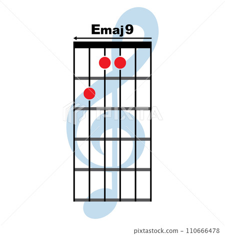 Emaj 9  guitar chord icon 110666478