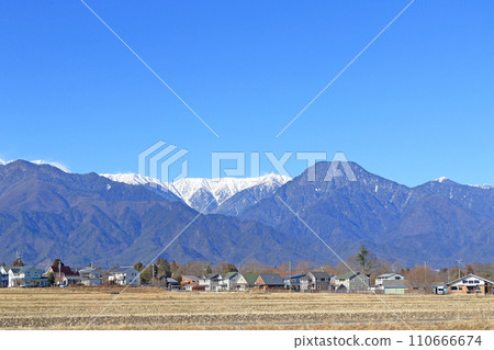 冬天安曇野和北阿爾卑斯山 110666674