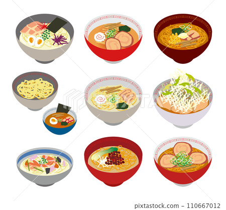 Ramen types menu illustration set 110667012