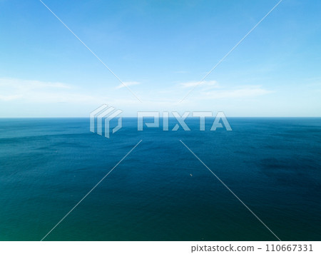 Tropical sea beach landscape blue sky white clouds background,Summer sea landscape background 110667331