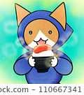 Cut illustrations of animals eating (illustrations, cats, ninja cosplay) 110667341
