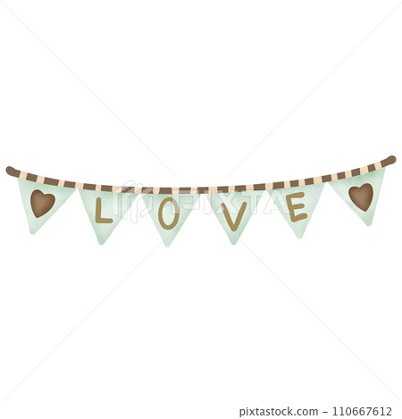 garland of green flags hanging 110667612