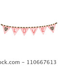 garland of pink flags hanging 110667613