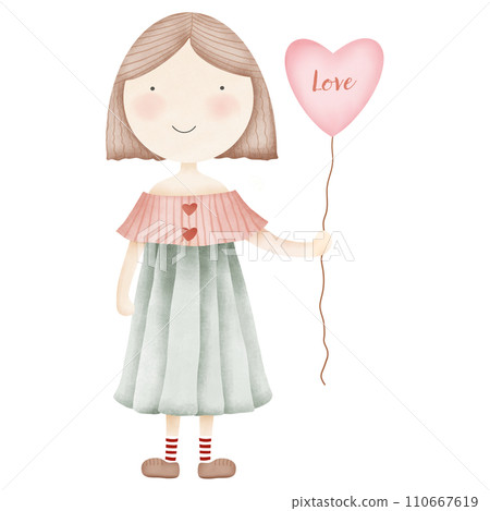 cute little girl in a dress holding a heart cute little girl in a dress holding a heart 110667619