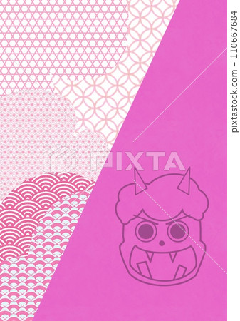 Setsubun: Pink Oni Japanese pattern Japanese paper 110667684