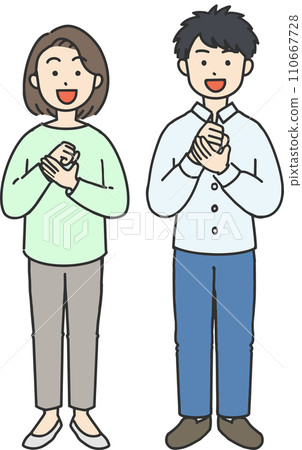 Illustration of a man and a woman with expressions that solve the problem Illustration of a man and a woman with expressions that solve the problem 110667728