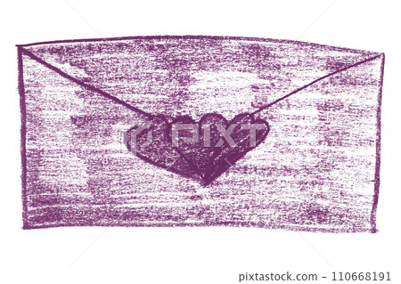 Dark purple heart letter card isolated on white background. 110668191