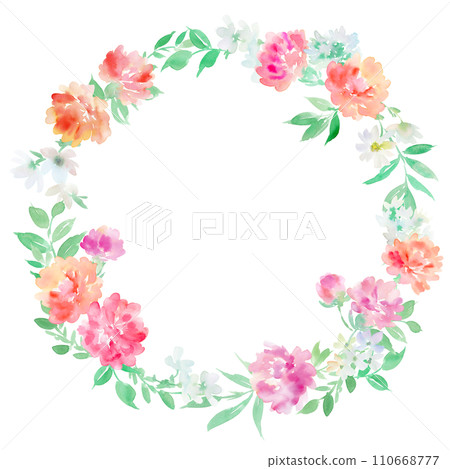 Carnation wreath illustration painted in watercolor 110668777