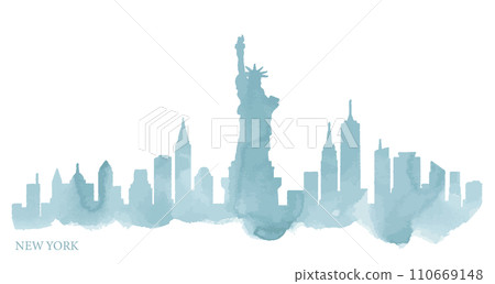 Background material watercolor of the cityscape of New York, USA Background material watercolor of the cityscape of New York, USA 110669148