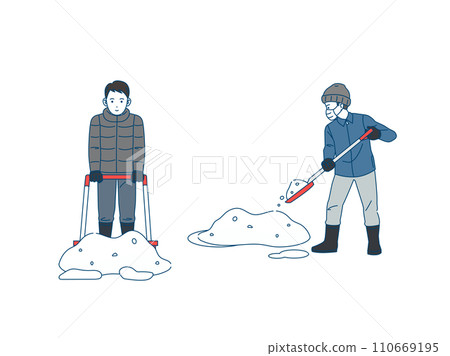 一個人鏟雪的插圖 一個人鏟雪的插圖 110669195
