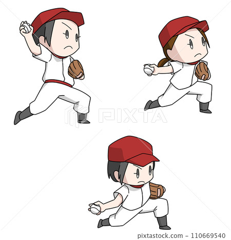 棒球投手如何為女性投出 3 種圖案的插圖 110669540