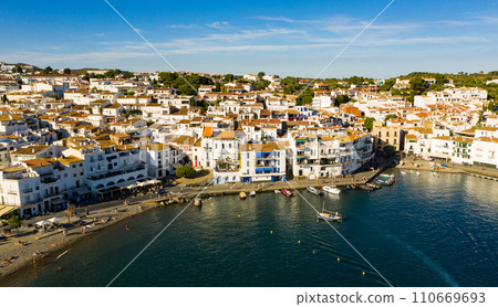 View from drone of Cadaques town, Spain View from drone of Cadaques town, Spain 110669693