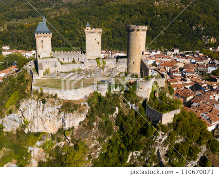 Aerial view of Chateau de Foix 110670071