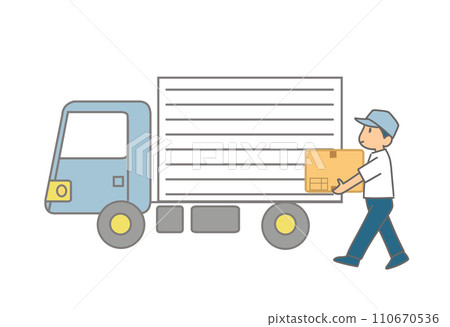 工作人員用卡車運送包裹 110670536