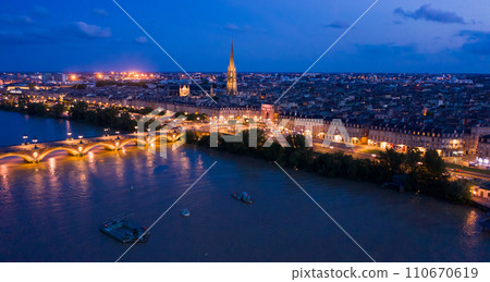 Illuminated Bordeaux city at night 110670619