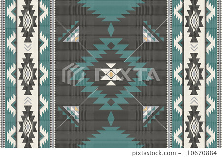 Navajo tribal vector seamless pattern. Native American ornament. Ethnic South Western decor style. Boho geometric ornament. Vector seamless pattern. Mexican blanket, rug. Woven carpet illustration. Navajo tribal vector seamless pattern. Native American ornament. Ethnic South Western decor style. Boho geometric ornament. Vector seamless pattern. Mexican blanket, rug. Woven carpet illustration. 110670884