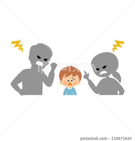 Cute illustration of father and mother getting angry at their child 110671685