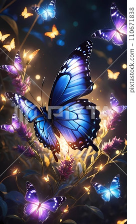 Beautiful colorful butterfly with lights background Beautiful colorful butterfly with lights background 110671838