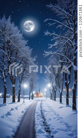 night landscape in winter nature background 110671861