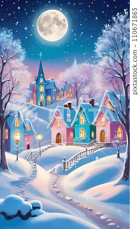 night landscape in winter nature background 110671865