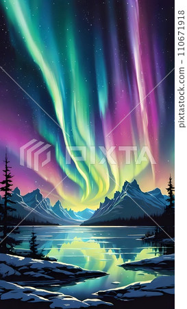 Aurora borealis abstract nature background with lights and stars Aurora borealis abstract nature background with lights and stars 110671918