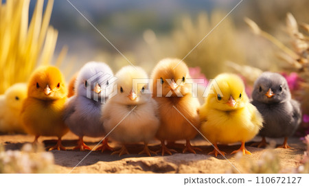 各種顏色的可愛小雞“AI生成圖像” 110672127