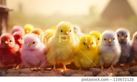 各種顏色的可愛小雞“AI生成圖像” 110672128